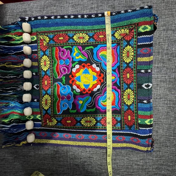 Embroidered Fringe Boho Crossbody Bag New - Picture 9 of 12